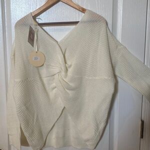 Lara cream twist front sweater Sz S NWT